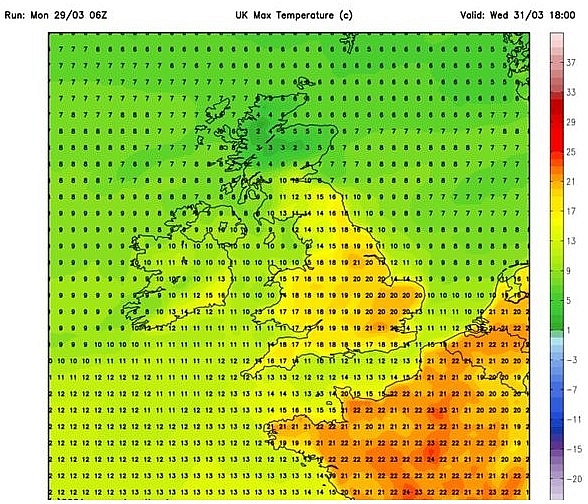 UK and Europe daily weather forecast latest, March 31: A dry and warm day with sunny spells across the UK
